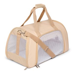 Pets at Home Breathable Folding Pet Carrier Cream with Physio Approved Mat